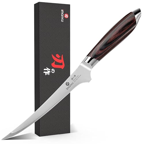 Image of imarku 8 Inch Fillet Knife, Razor Sharp Boning Knife with Japanese High Carbon Stainless Steel, Professional Filet Knives for Precision Meat Cutting Deboning Fish Fillting, Ergonomic Pakkawood Handle