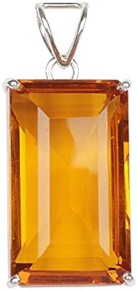 GEMHUB 127.5 Carat Yellow Citrine Emerald Cut Pendant Without Chain Sterling Silver Pendant for Women image 5