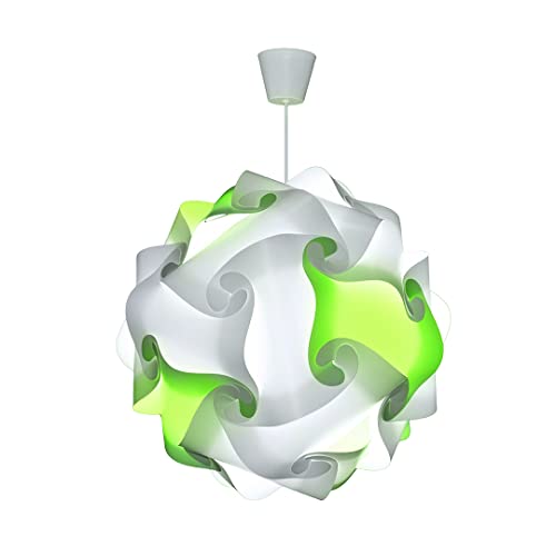 CREATIV LAMP - Suspension Luminaire - Lustre Chambre Prêt à Être Branché | Abat-Jour à Suspendre au Plafond| | Pour Décoration Salon, Chambre Enfants, Ado, Adultes (Mix Vert Anis et Blanc)