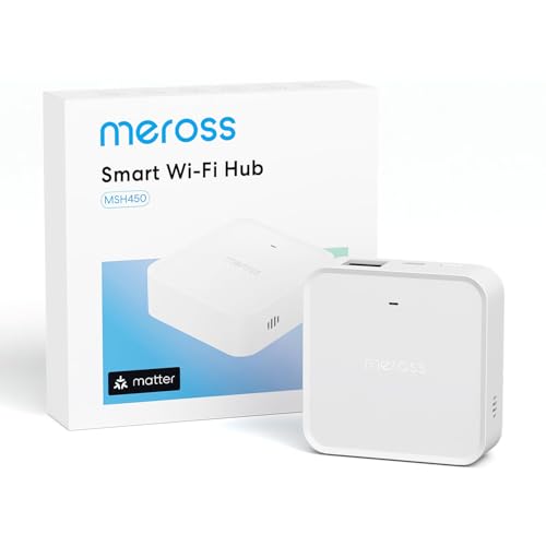 Meross Smart Hub Matter MSH450 | 110 dB Alarm & Ethernet-Port | Unterstützt Rauchmelder, Fenster-/Türsensor, Wassersensor, Temp./Feuchtesensor | kompatibel mit Apple HomeKit, Alexa und Google Home