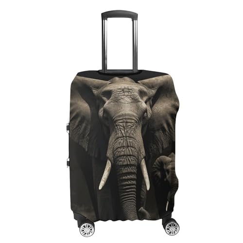 Elephant Black Printed Luggage Cover Protector, Fits 18-32 Inch Luggage4