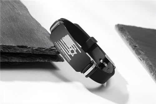 Adjustable I Stand with Israel Silicone Bracelet Bangle, Support Israeli Wristband, Usa Flag with Star of David Crossed Friendship Jewelry, Jewish Gifts for Women Men3