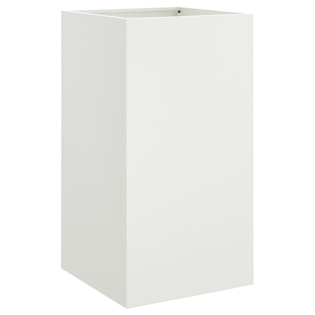 vidaXL Planter White 42x38x75 cm Cold-rolled Steel - Outdoor Garden Balcony Patio Plant Flower Box