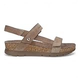 Panama Jack Sandales compensées Selma B18 pour femmes, en cuir suédé gris pierre, style espadrille d'été à plateforme.