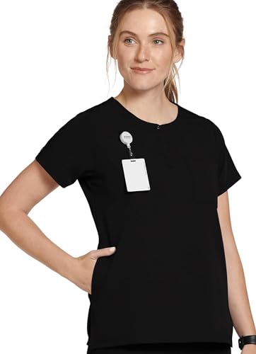 Jockey Women's Scrubs Henley Scrub Top, Black, L