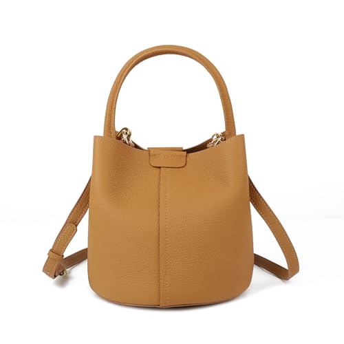 Bucket Bags for Women, Genuine Leather Crossbody Bags, Top-handle purses with an Adjustable Strap