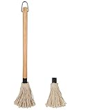 Barbecue BBQ Brush Basting Mop with Replace Cotton Mop Head, 19 Inch Wood Long Handle Grill Brush to...