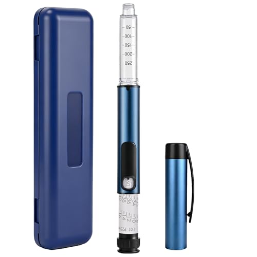 60 Unit Reusable Pen Injector Device with Adjustable Dose Dial Compatible,Clear Scale Design and Protect Case