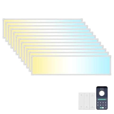 AIKVSXER 1x4 LED Flat Panel Light Surface Mount, 2.4G Switch & App, 12 Pack — $398.98 (5% off)
