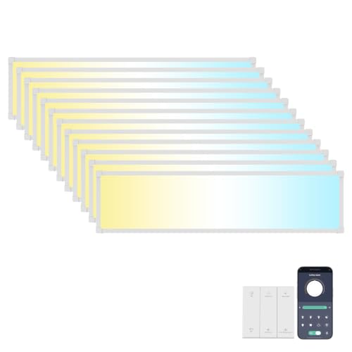 Image of AIKVSXER 1x4 LED Flat Panel Light Surface Mount, 2.4G Switch & App, 12 Pack