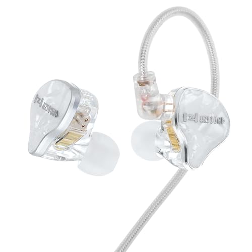 【音楽とEスポーツのために作れた】HZsound snow 白雪 有線イヤホン イヤモニ 有線 ゲーミング ハイブリッド型イヤホン イヤモニ CNC メタルバックカバー/LCP+PU振動板/プロ仕様のチューニング/デュアルキャビティ・ダブルN52強力マグネット/HIFI専用ダブルケーブル 最高の構成 通勤通学など場合に適用 ラジオ/楽器練 (ホワイト、マイクなし）