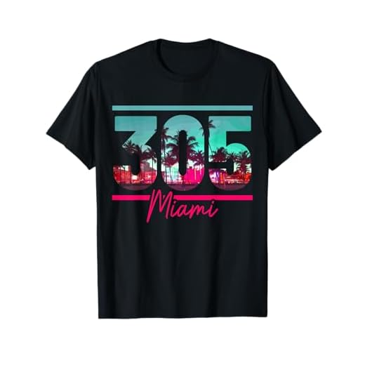 Miami 305 Area Code Florida Vintage Palm Trees Pride Retro T-Shirt