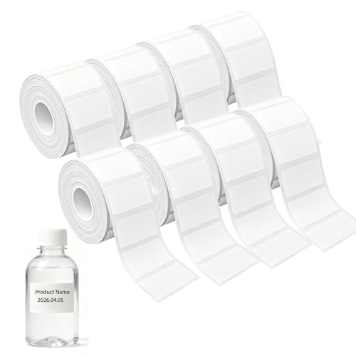 Etykiety samoprzylepne, wodoodporne, do drukarek etykiet T50M (50 mm x 80 mm), 8 rolek po 80 etykiet, nie zawierają BPA, wysoka siła klejenia, technologia druku termicznego, czujnik samochodowy RFID