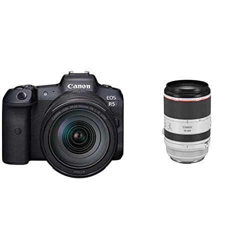 Canon EOS R5 Full-Frame Mirrorless Camera w/ RF24-105mm F4 L is USM Lens Kit - 8K Video, 45 Megapixel Full-Frame CMOS Sensor, DIGIC X Image Processor, Up to 12 fps Mechanical Shutter (Body + Lens)
