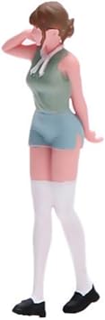 Painted Miniatures Figures, 1/64 Scale Sexy Hold a High Heels Beauty Short Hair Girl Resin Tiny People Female 3D Model Figure for Dioramas & Miniature Scenes Green Cute Girl