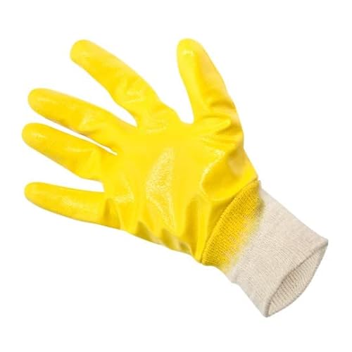 Foto von RODOPI LUBRIX Arbeitshandschuhe für Herren und Damen Nitril beschichtet Gummihandschuhe gelb Nitrilhandschuhe Ölresistent Handschuhe Gartenhandschuhe (24 Paar, 9)