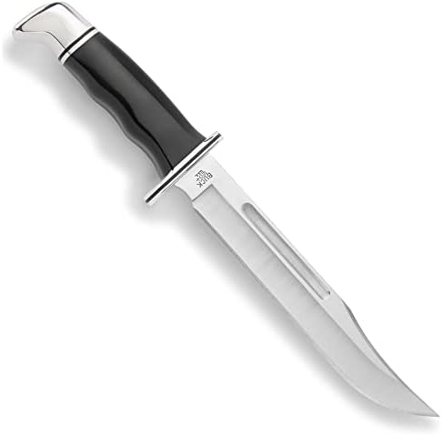 Buck Knives 0120BKS GENERAL Fixed Blade Knife with Genuine Leather Sheath,Black/Silver