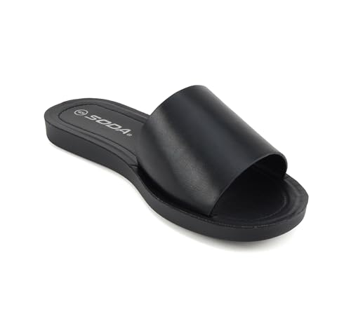 Image of Soda Shoes Efron-S Women Flip Flops Basic Plain Slippers Slip On Sandals Slides Casual Peep Toe Beach