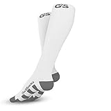 Go2 Compression Socks (1 Pair) for Women and Men Athletic Running Socks for Nurses Medical Graduated Nursing Compression Socks for Travel Running Sports Socks(White,M)