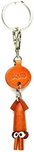 Squid Leather Fish/SeaAnimal Small Keychains VANCA CRAFT-Collectible Keyring Charm Pendant Made in Japan