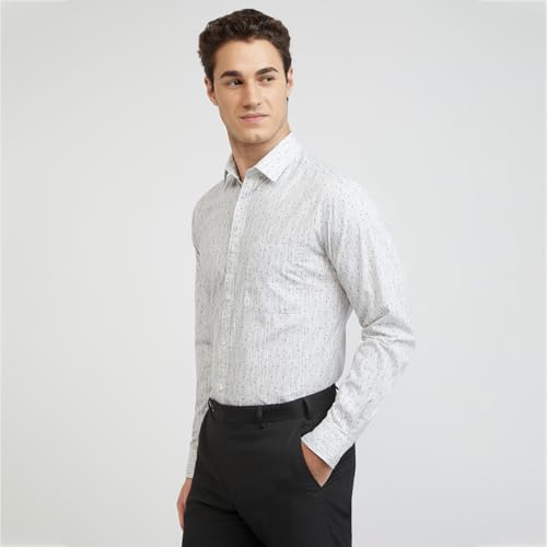 Image of Raymond Men's Pure Cotton Print Pattern Slim Fit Regular Collar Full Sleeve Casual Shirt