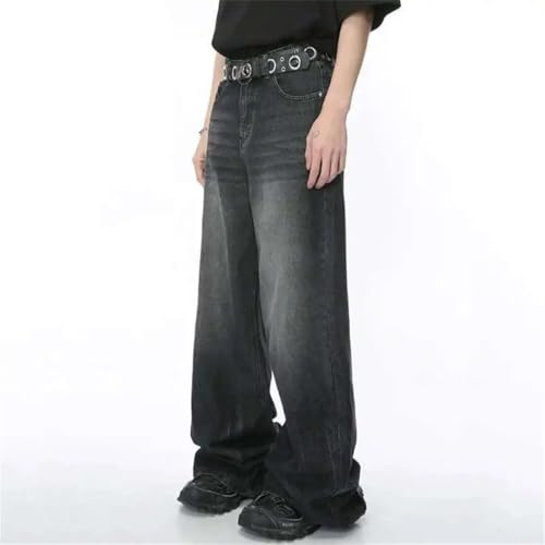 Men Worn Out Jeans Gradient Color Abrade Stripe Straight Denim Pants Wide Leg Trousers3