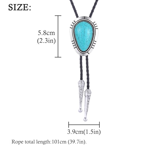 HUABOLA CALYN Bolo Tie Turquoise-Western Cowboy Native American Bolo tie for Men - Thumbnail 2