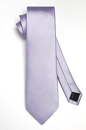 Image of HISDERN Mens Solid Color Ties Formal Satin Necktie and Pocket Square Set Classic Wedding Business Tie & Handkerchief