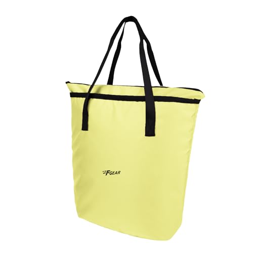 Image of F Gear Flex Light Yellow Tote Bag for Women|Handbag with 1 Spacious Compartment & Inside 2 Pockets|Zip Closure, Premium Finish|Lightweight & Durable|Shopping, Stylish Office, Travel, College Tote