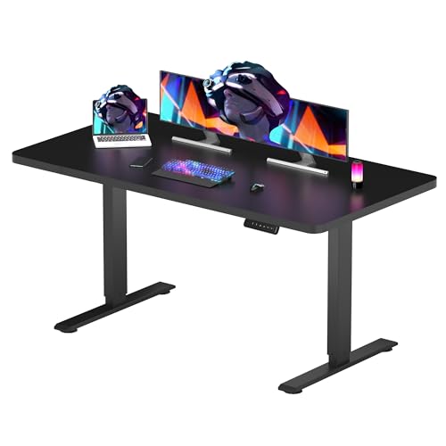 FLEXISPOT E1 ONE PIECE Electric Standing Desk Height Adjustable Sit Stand Desk with Memory Smart Panel(120 * 60cm, Black)
