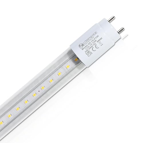 LOWENERGIE LED Tube Light T8 Fluorescent Replacement 5ft High LUX Energy Saving (1, 4000k Clear)