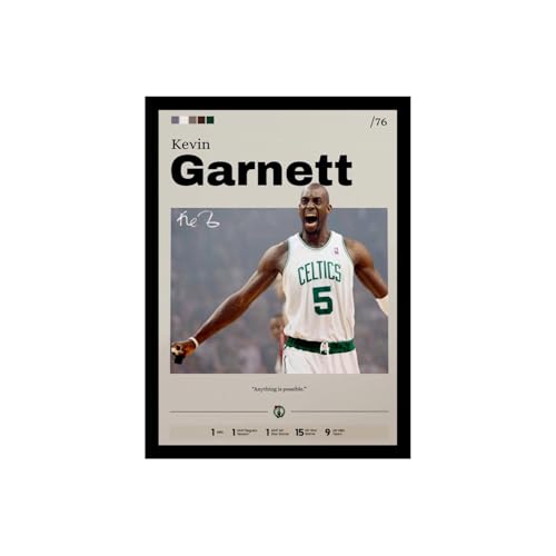Image of BLINKART Kevin Garnett | Nba Basketball Player | Synthetic Wood Photo Framed Wall Hanging Poster For Room & Office Bedroom Living Boys And Girl Room Home Wall Hanging | 13x10 Inches