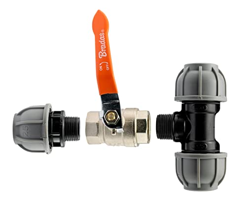 mdpe Water Pipe tee Junction with Full Flow Lever Valve (25mm mdpe) - Image 3
