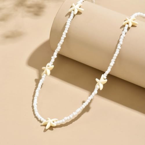 Starfish Neckalce Seashell Necklace Conch Shell Necklaces for Women Beach Charm Necklaces Summer Vacation Beaded Choker Necklace Beach Jewelry for Women3
