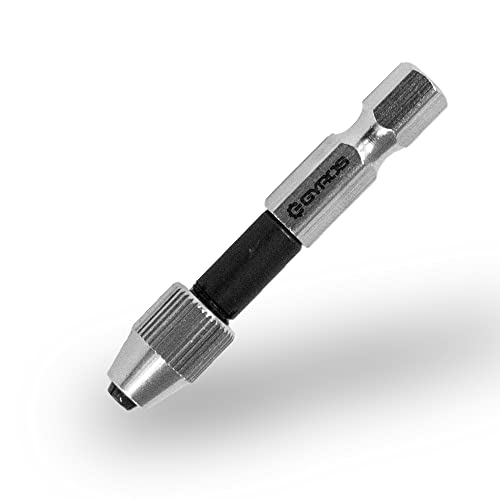 GYROS Keyless Mini Adaptor Drill Chuck | Â¼ Inch Hex Shank | 0 Inch to .039 Inch Capacity for Micro Drill Bits No. 60-80 | For Cordless Screwdrivers, Drills, and Power DIY Tools (45-01401)