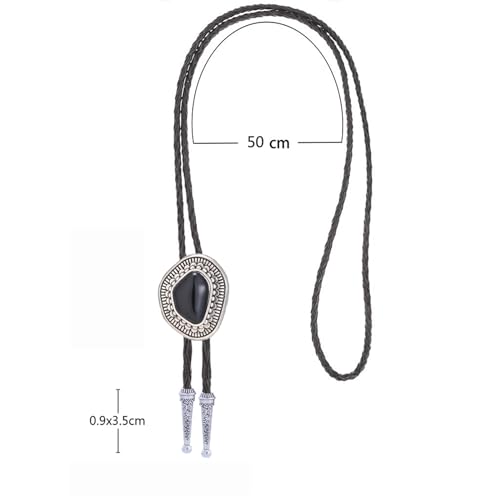 Image of Turquoise Bolo Tie for Men, Leather Braided Necktie Western Cowboy Bola Tie Costume Accessories for Men Women
