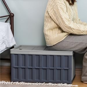 Citylife 2er Set 64L Faltbare Campingbox Aufbewahrungsbox mit Deckel, Collapsible Storage Bins für die Organisation große Heavy Outdoor, Bad, Küche, Büro, Wohnzimmer (grau)