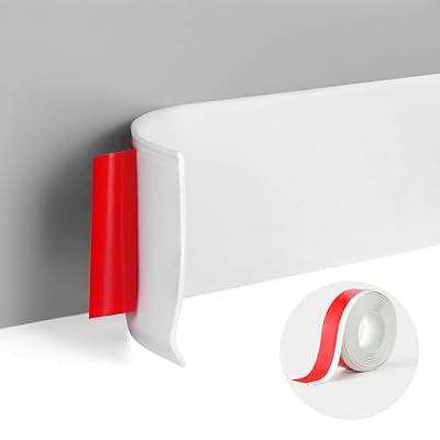 SUJIAMEI Peel and Stick Baseboard Trim,2.1 Inch x 20 Feet Rubber Wall Base Moulding Trim,White Cove Base Vinyl Baseboard (White)