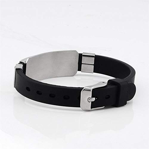 Pebble Castle BTS Bracelet with Signature Printing Made of Stainless Steel and Black Silicon Strap Unisex Wristband for Girls, Boys & Adults 3 3189Lm9DMtL. SL500
