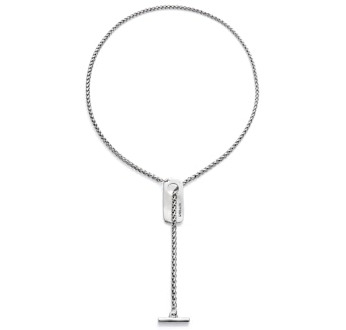 Chaîne longue réglable plaquée argent UNOde50 collier tube horizontal