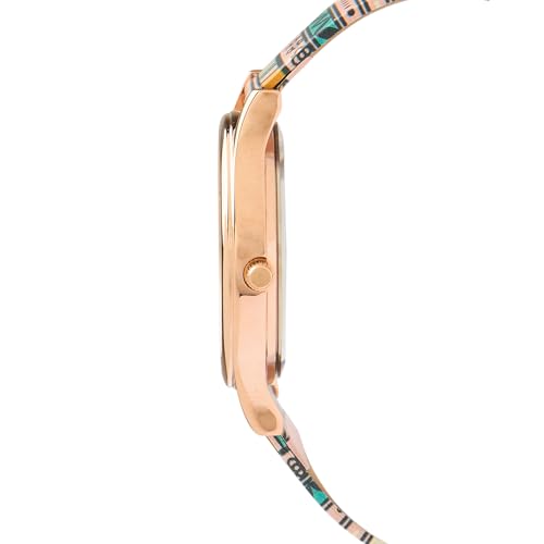 TEAL BY CHUMBAK Round Dial Analog Watch for Women|Jungle Flowers Collection| Printed Vegan Leather Strap|Gifts for Women/Girls/Ladies |Stylish Fashion Watch for Casual/Work