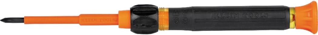 Klein Tools 32581INS Precision Screwdriver, 2-in-1 Insulated Screwdriver with No. 0 Phillips and 1/8-Inch Slotted Bits