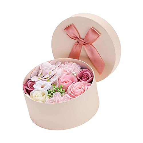 Caja de flores de rosa de jabón Flor de jabón en caja de regalo Adorno de flores simuladas para el Día Boda Día de San Valentín Día de la, Rosado