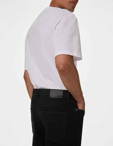 Image of Marks & Spencer Mens Light Wash Mid Rise Regular Fit Jeans