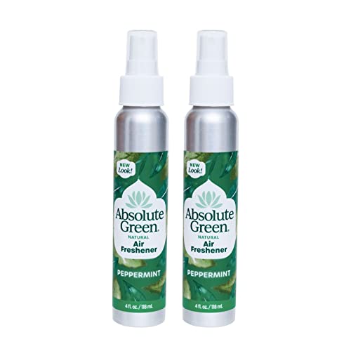 Absolute Green 100% Natural Air Freshener Room Spray, Non-Toxic, Eco-Friendly, Safe Around Home, Food, Kids, & Pets, Odor Eliminator, Peppermint, 2 Count
