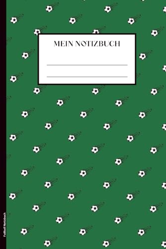 Fußball Notizbuch: Fußballmotiv auf Buch für Notizen cooles Notizheft A5 liniert mit Fußbällen für Fussball Spieler praktisch als Tagebuch Schulheft und Hausaufgabenheft ein Fußballer Geschenk
