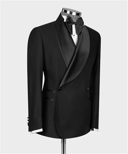 2 Pieces Men's Suits Groom Tuxedo for Wedding Satin Shawl Lapel Blazer Jacket Pants Formal Business Set Prom Suts3