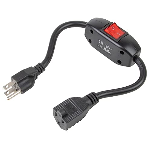 Inline On/Off Switch Extension Cord, 3-Prong 3 Outlet Household Switchable Power Cord, Heavy Duty 23A 125V,16A 250V Double Break Switch Extension Cord, 40Cm Cord,40Cm #TOP2