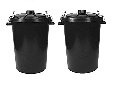 IDEAL 365 2 x 85 Litre Heavy Duty Outdoor Bins With Clips and Lockable Lids