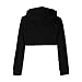 Womens Long Sleeve Crop Tops Hoodies Sweatshirt Cropped Workout Tops Athletic Shirts Fashion Teen Girls Y2k Clothes Black